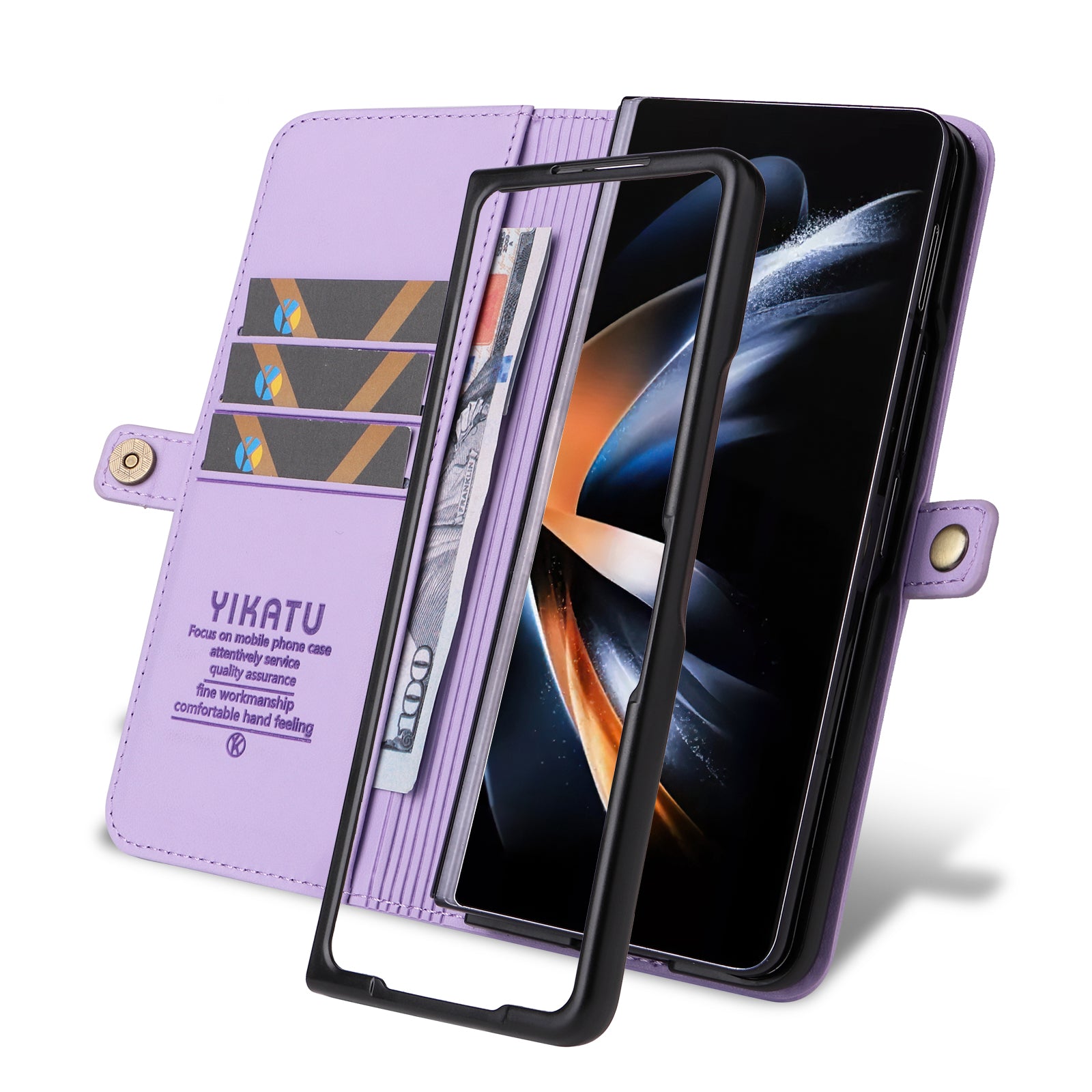YIKATU YK- 001 for Samsung Galaxy Z Fold6 5G Case PU Leather Strong Magnetic Flip hone Cover - Light Purple YIKATU YK- 001 for Samsung Galaxy Z Fold6 5G Case PU Leather Strong Magnetic Flip hone Cover - Light Purple